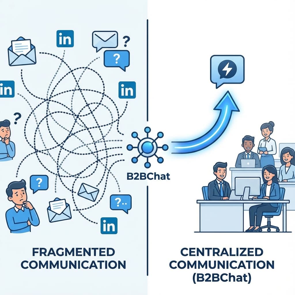 Por qué B2BChat supera a LinkedIn, Email y WhatsApp para cerrar negocios B2B